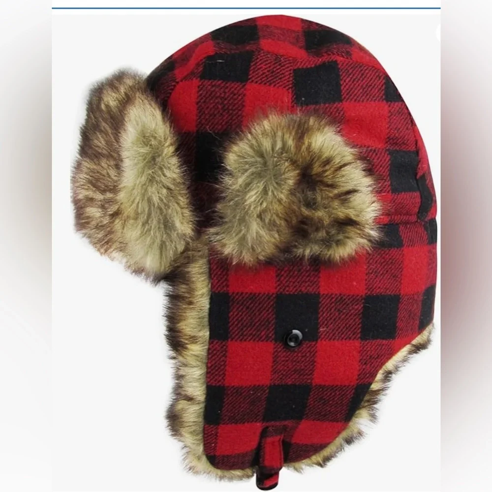 Brand New-KBETHOS Lumberjack Plaid Aviator Trapper Hat